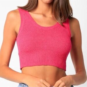 Olivaceous Hot Pink Ribbed Tank Top